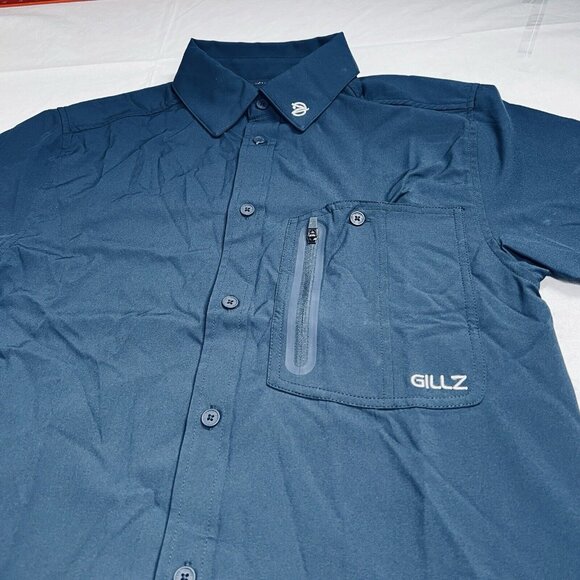 Gillz Men's Fishing Shirt Deep Sea Woven Navy Blue SMALL Stretch SPF - Picture 4 of 7